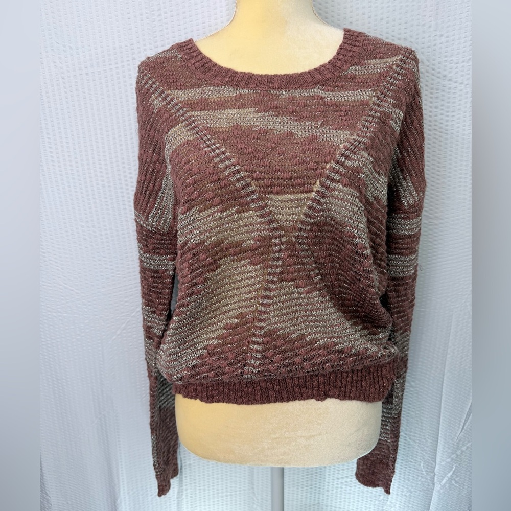 Maurices Knit Sweater Womens Med Metallic Printed Pullover Long Sleeve Top NWOT